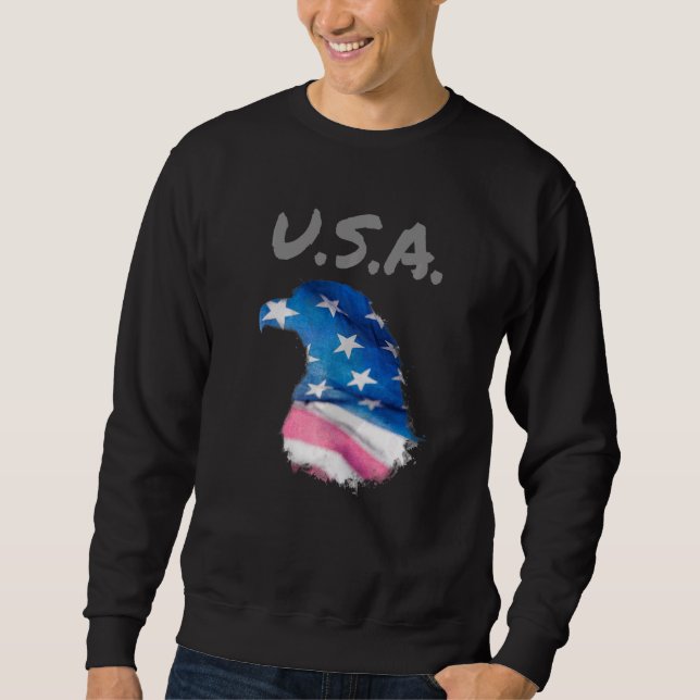 USA American Flagga Eagle Lång Ärmad Tröja (Framsida)