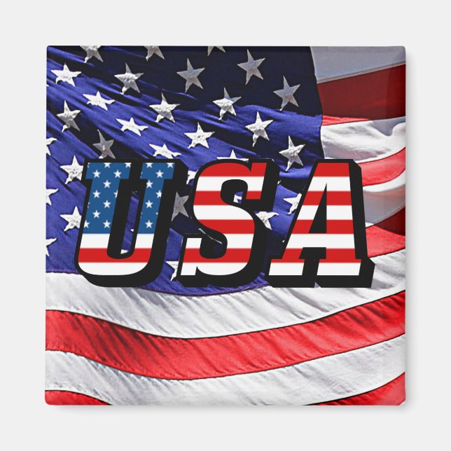 USA - American Flagga Fridge Magnet (Framsidan)