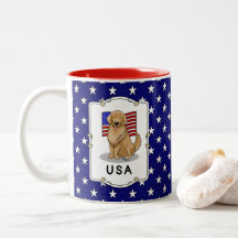 USA American Flagga Golden Retriever Hund Patrioti