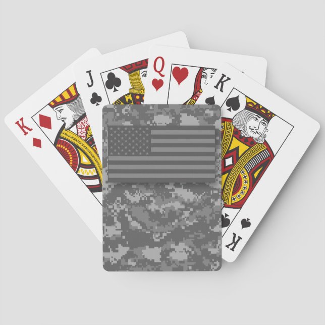 USA American Flagga Grått Night Camo Casinokort (Baksidan)