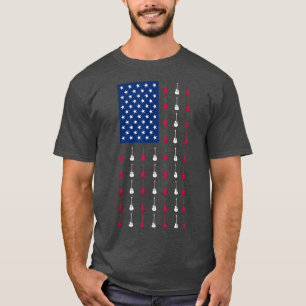 USA American Flagga Guitar Music Funny 4:e juli G T Shirt
