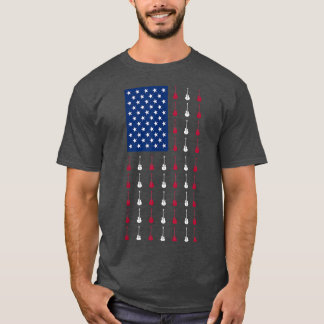USA American Flagga Guitar Music Funny 4:e juli G T Shirt