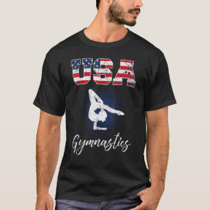 USA American Flagga Gymnastics Gymnast 4:e juli 19 T Shirt