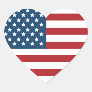 USA American Flagga Heart Hjärtformat Klistermärke