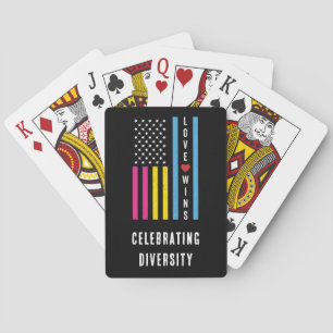 USA American Flagga Kärlek Wins HGBTQ Pansexual Pr Casinokort