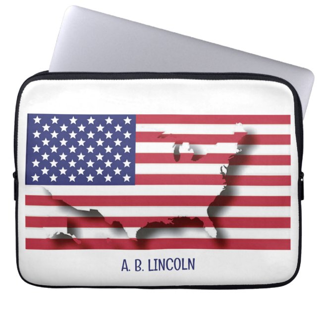 USA AMERICAN Flagga Karta Patriotic Computer Laptop Fodral (Framsidan)