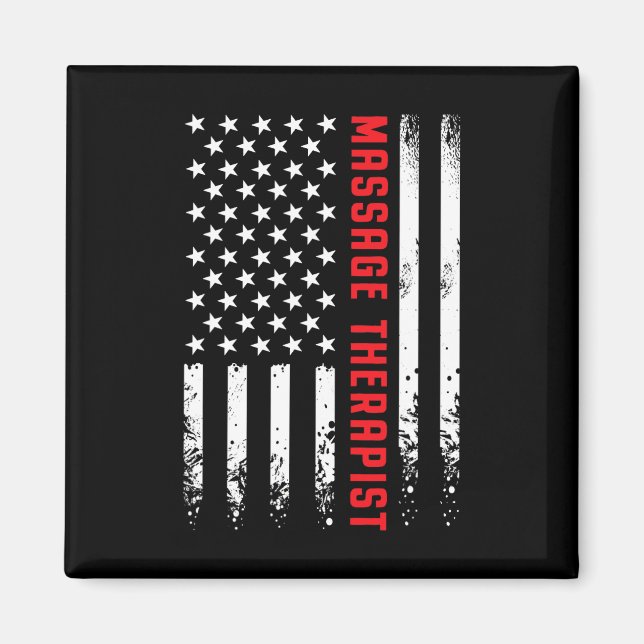 USA American Flagga Licensed Mage Therapist 4th of Magnet (Framsidan)