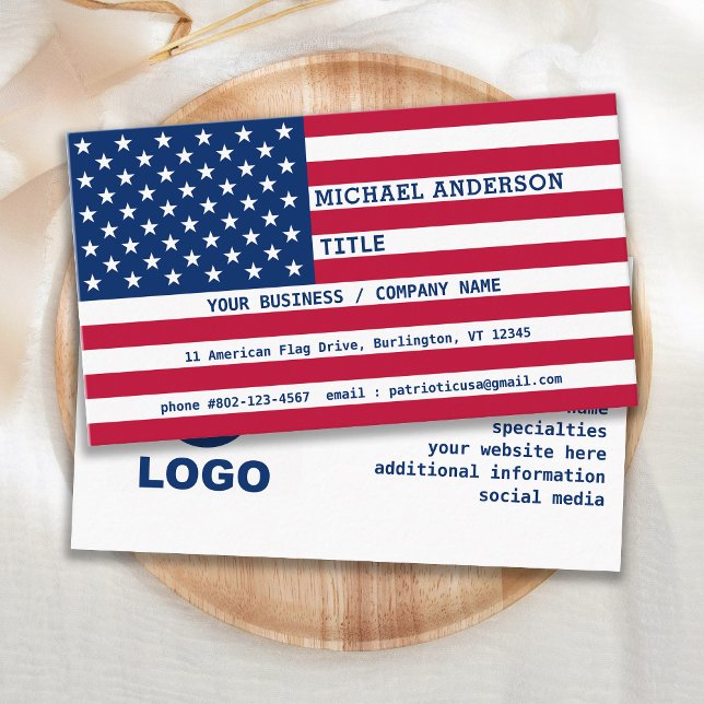USA American Flagga Modern Din Logotyp Patriotic Visitkort (Skapare uppladdad)