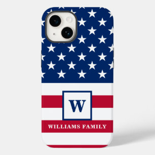 USA American Flagga Monogram Family Namn 4 juli