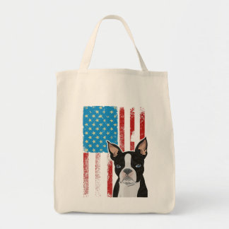 USA American Flagga - Patriotic Hund Boston Terrie Tygkasse