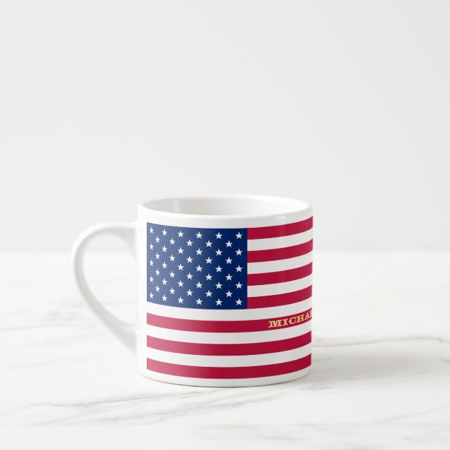 USA American Flagga Patriotic Personlig Monogram Espressomugg (Vänster)