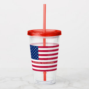 USA American Flagga Patriotic Personlig Monogram Take Away Mugg