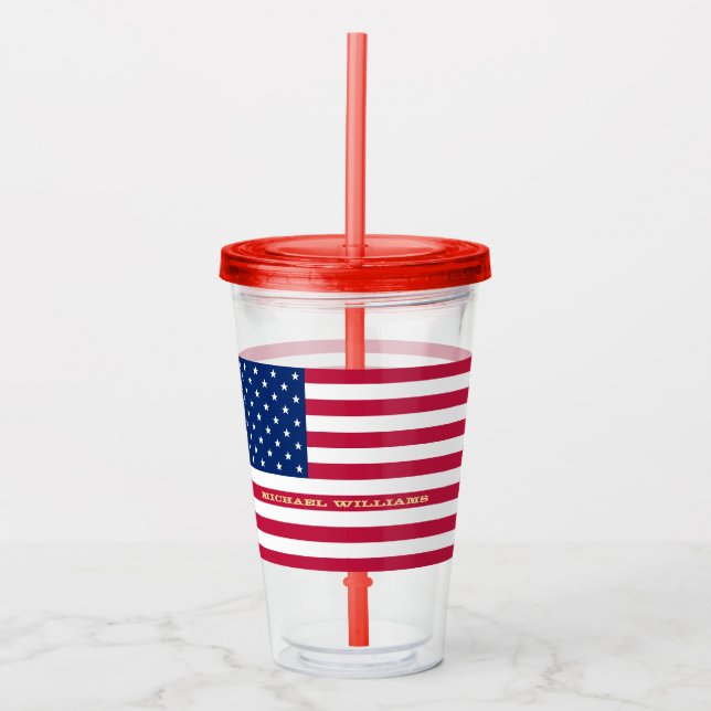 USA American Flagga Patriotic Personlig Monogram Take Away Mugg (Framsida)