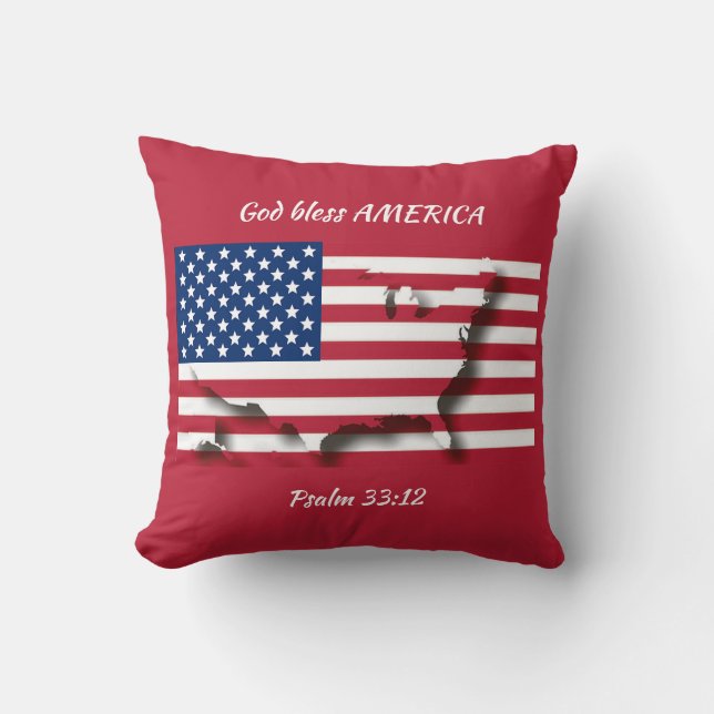 USA AMERICAN FLAGGA Patriotic Scripture Anpassning Kudde (Framsida)