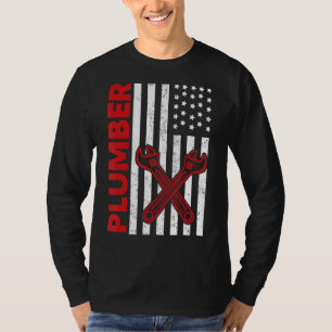 USA American Flagga Plumber Manar Women Plumbers P T Shirt