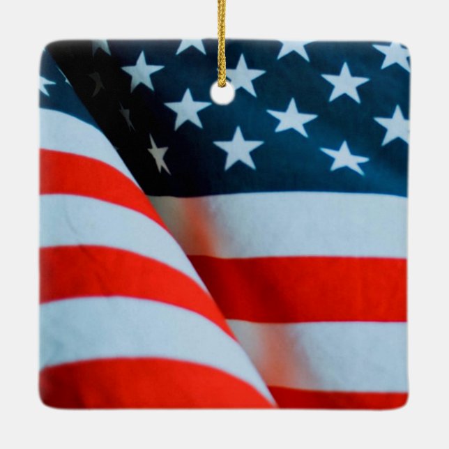 USA American Flagga Red White och Blue Julgransprydnad Keramik (Baksida)