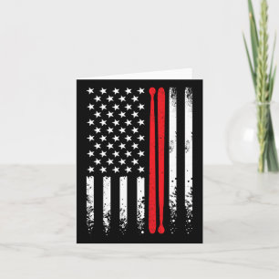 USA American Flagga Retro Music Drummer Drum Stick Kort