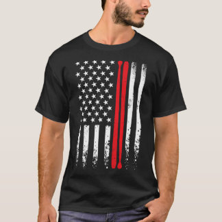 USA American Flagga Retro Music Drummer Drum Stick T Shirt