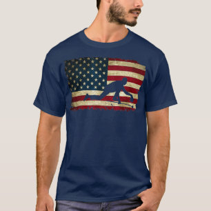 USA American Flagga Rött vitt blått Curling Stone T Shirt