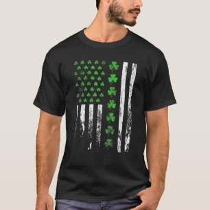 USA American Flagga Shamrocks Irish St patrick's d T Shirt