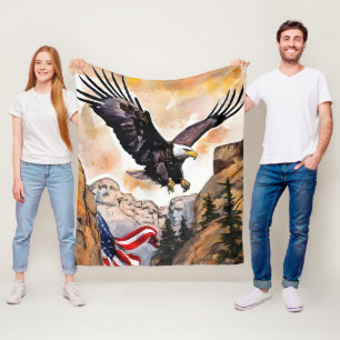 USA American Flagga Soaring Eagle Designer Fleecefilt