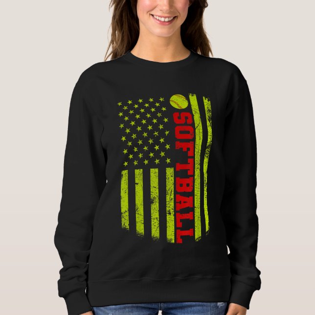 USA American Flagga Softball T Shirt (Framsida)