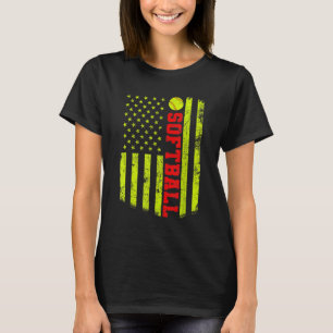 USA American Flagga Softball T Shirt