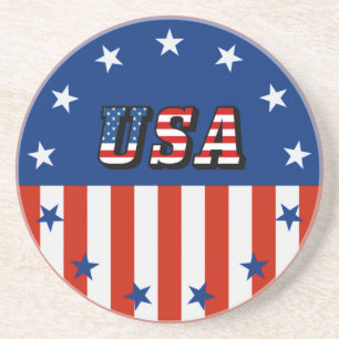 USA - American Flagga Stars Circle Beverage Coaste Underlägg