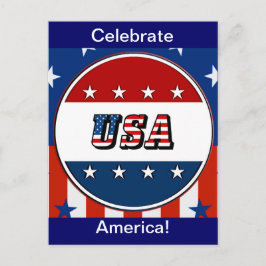 USA - American Flagga & Stars in Circle #2 Postcar Vykort