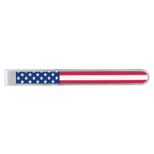 USA American Flagga Stars och stripes Tie Pub Clip Silverpläterad Slipsnål