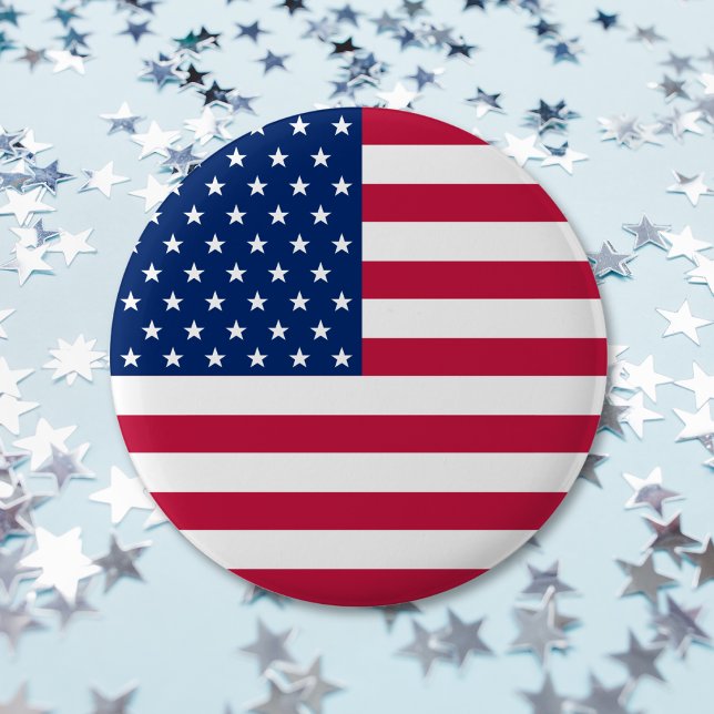 USA American Flagga Stars Rand Patriotic Button Knapp (USA American Flag Stars Stripes Patriotic Button)