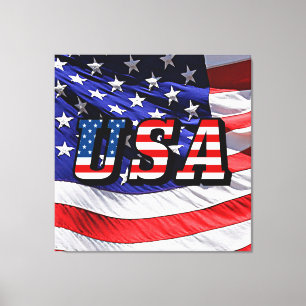 USA - American Flagga Stretched Kanvastryck
