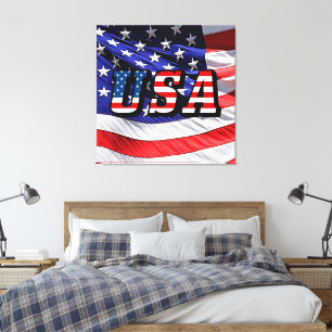 USA - American Flagga Stretched Kanvastryck