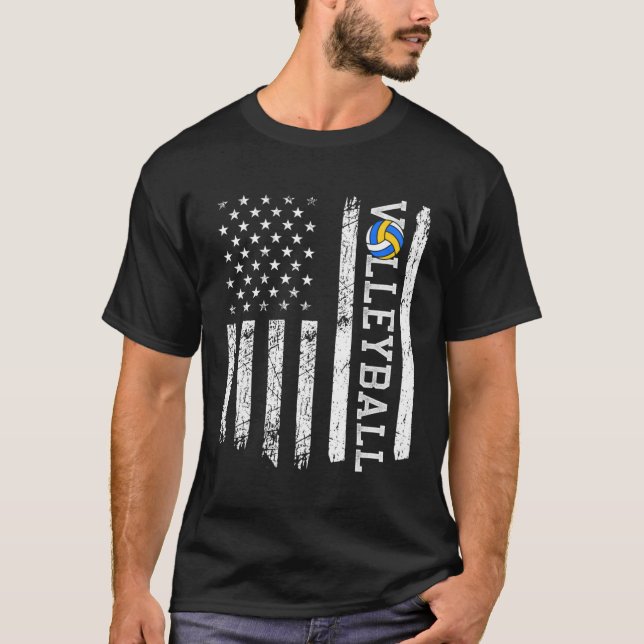 USA American Flagga Volleyball T Shirt (Framsida)