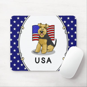 USA American Flagga Welsh Terrier Hund Cute Patrio Musmatta