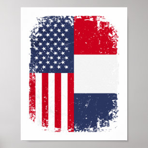 USA American Frankrike Fransk Flagga Poster