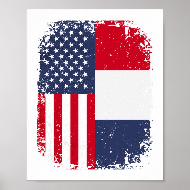 USA American Frankrike Fransk Flagga Poster (Framsidan)