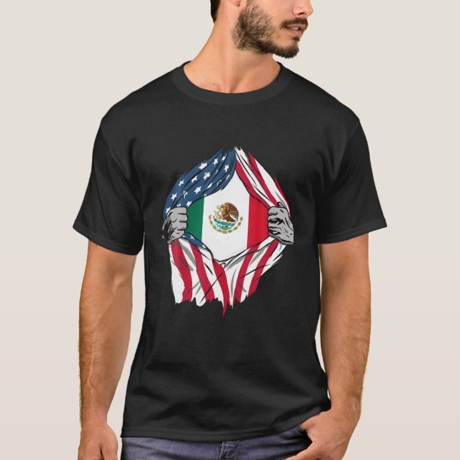 USA American Grown Mexican Roots T Shirt (Framsida)