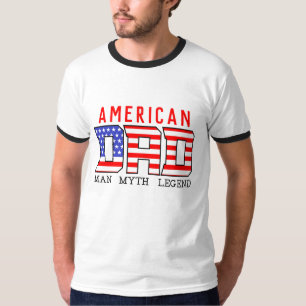 USA American PAPPA RED Blue Fars dag White T Shirt