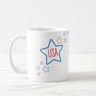Usa Americana Fourth Of July Shooting Stars Kaffemugg