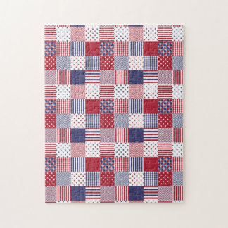 USA Americana Patchwork Red White & Blue Pussel