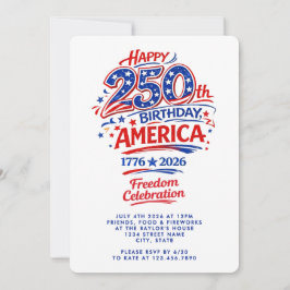 USA Amerika 250-årsjubileum 4:e juli-fest Inbjudningar