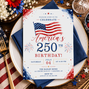 USA Amerika 250-årsjubileum 4 juli-firande Inbjudningar