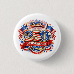 USA Amerika 250-årsjubileum Akvarell Patriotisk Knapp