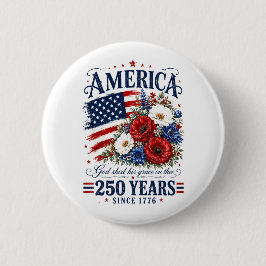 USA Amerika 250-årsjubileum Blommig Knapp