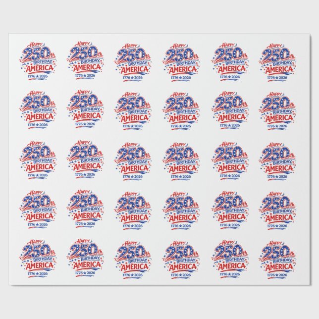 USA Amerika 250-årsjubileum Patriotisk Presentpapper (Platt)