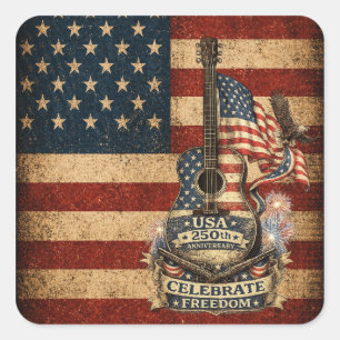 USA Amerika 250-årsjubileum Vintage Patriotisk Fyrkantigt Klistermärke