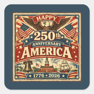 USA Amerika 250-årsjubileum Vintage Patriotisk Fyrkantigt Klistermärke