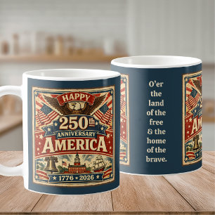 USA Amerika 250-årsjubileum Vintage Patriotisk Kaffemugg