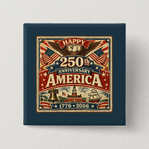 USA Amerika 250-årsjubileum Vintage Patriotisk Knapp
